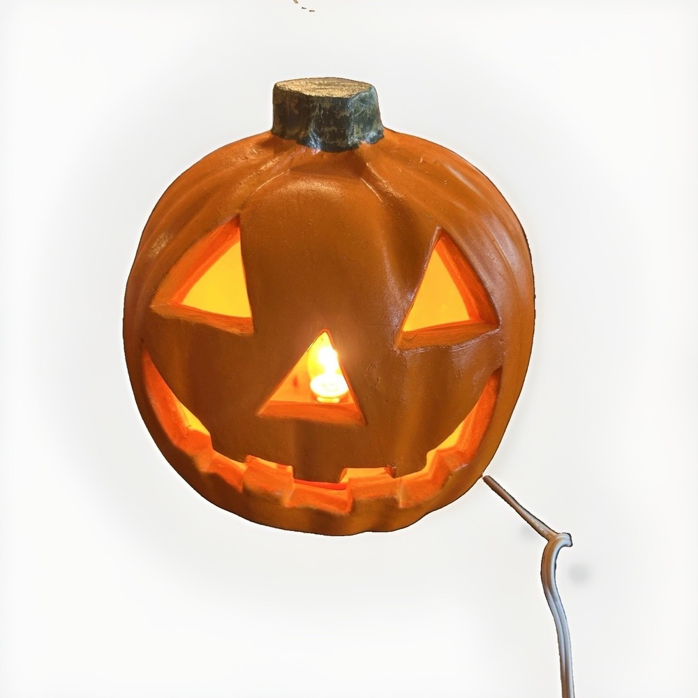 Vintage 1998 Paper Magic Halloween Light Up Pumpkin Blow Mold Decoration 9"